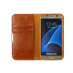 Luxury Leather Phone Cases Galaxy S6 Brown With Magnet / Card Pocket