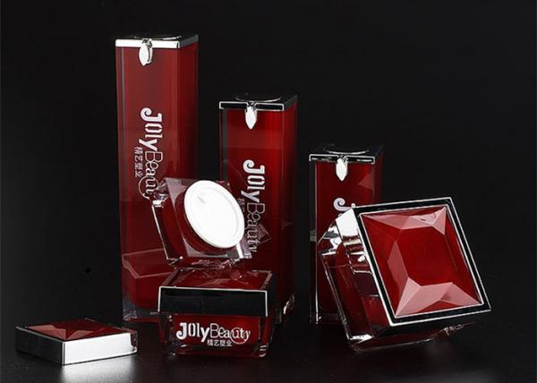 Quality The bottle is red with a square bottle Material PMMA Empty Makeup Containers for sale