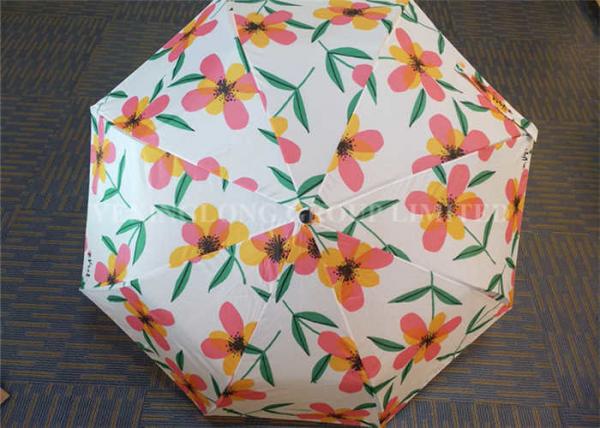 Quality Auto Open 3 Fold Umbrella Travel Use With Flower Patterns Layer And Handle for sale